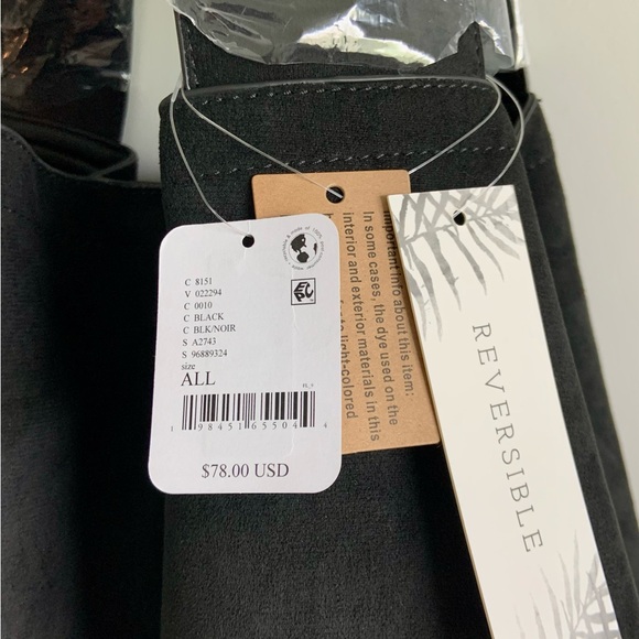 *NWT* ~ Free People  ~  Blair Reversible Vegan Suede Tote Bag ~ BLACK ~ *NWT* - Picture 6 of 14